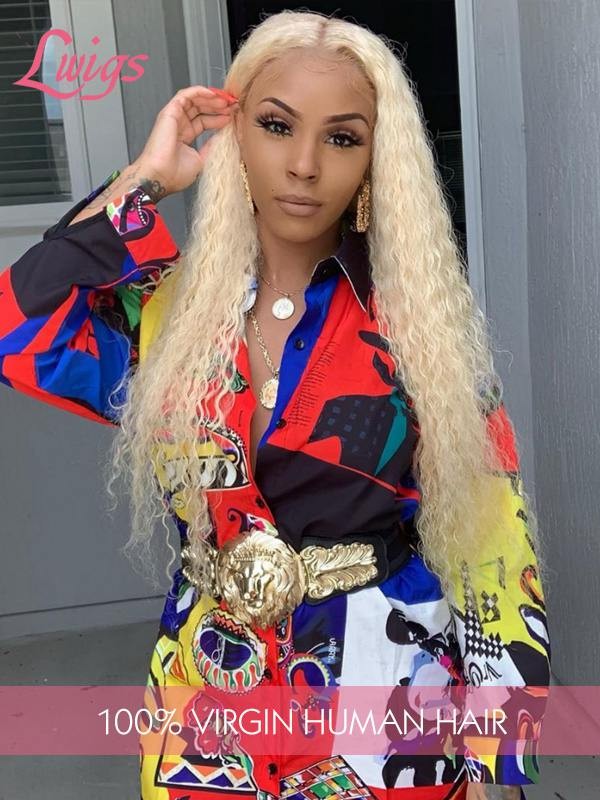 613 Blonde Color Curly Long Hairstyles Wigs Human Hair Wigs