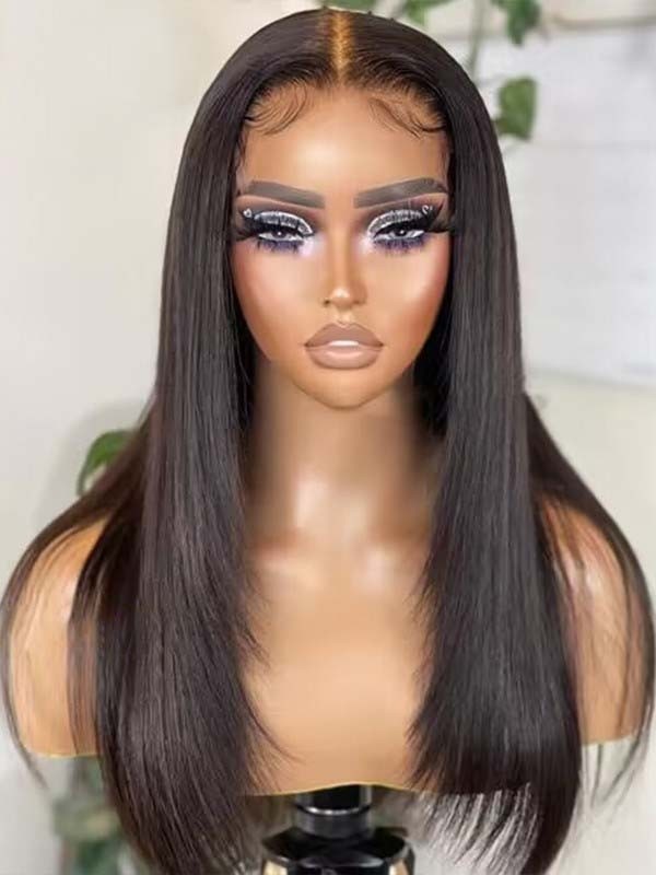 Lwigs Most-Fit Cap M-Shape Pre-Plucked Realistic Hairline Brown Silky Straight 11x6 Skinlike HD Lace Frontal Wigs UD19