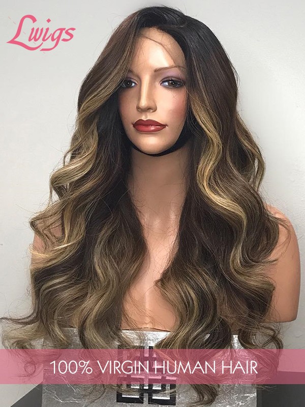 Highlight Blonde Color Hair Sexy Body Wave Virgin Brazilian Human Hair 13*6 Lace Front Wigs Undetectable Lace Wig Pre-Plucked Natural Hairline Lwigs282