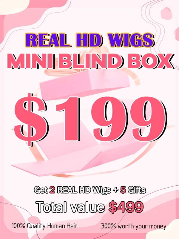 Lwigs $199 Mini Surprise Mystery Box - 100% Human Hair Real HD Lace Wigs VALUE $499 UD26