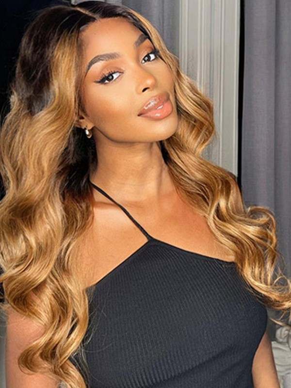 Affordable HD Lace Wigs Ombre Color Blonde Highlight Wig Body Wave Weave Hairstyles Best Human Hair Lace Wig Afterpay NEW09