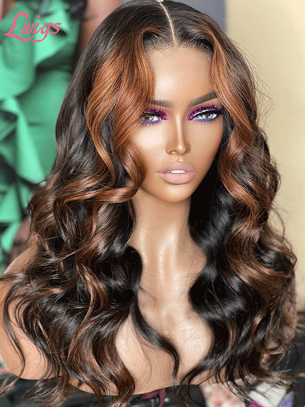 New Arrivials Ombre Highlight Color Wig Best Haircut For Wavy Hair Best HD Lace Wigs Body Wave Money Piece Hair Color Hairstyles NEW22