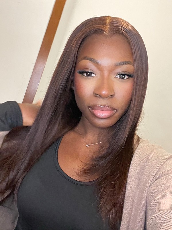 Lwigs Most-Fit Cap M-Shape Pre-Plucked Realistic Hairline Brown Silky Straight 11x6 Skinlike HD Lace Frontal Wigs UD19