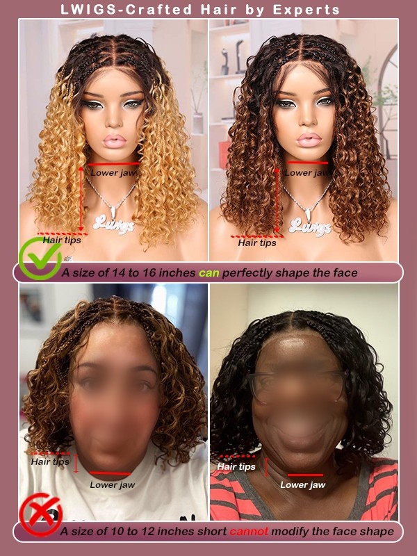 Lwigs Most-Fit Cap Ombre Brown Tiny Knots 180% Density Side Part HD Full Lace Knotless Long Braided Wig UD21