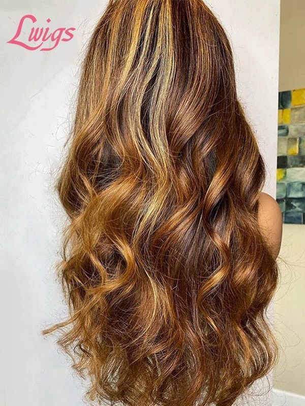 Ombre Brown Highlight Color Body Wave Style Top Quality Brazilian Virgin Human Hair HD Lace 13x6 Lace Front Wigs Lwigs499