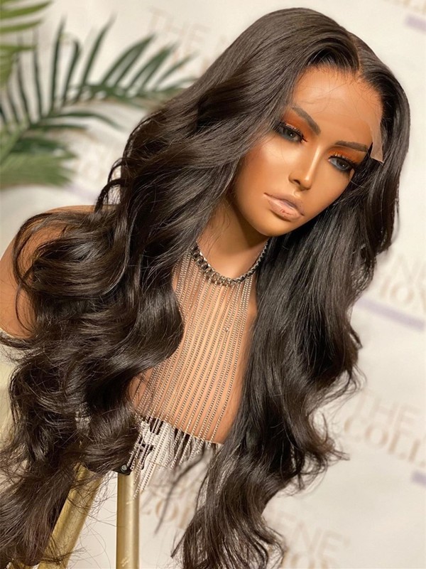 Body Wave Human Hair Natural Black Hair Wig Pre-plucked HD Full Lace Glueless Wigs With Baby Hair 150 Density Lwigs134