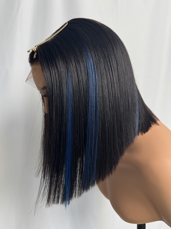 Lwigs New Arrivals Skinlike HD Lace Silky Straight Bob 12 Inch 200% Density Dress-up Highlight Color 5x5 Closure Wigs Lwigs720