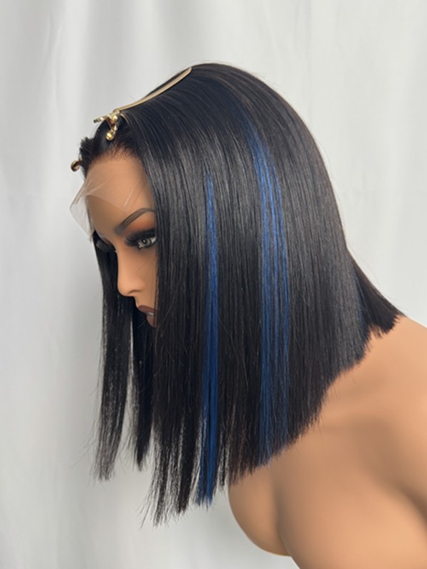 Lwigs New Arrivals Skinlike HD Lace Silky Straight Bob 12 Inch 200% Density Dress-up Highlight Color 5x5 Closure Wigs Lwigs720
