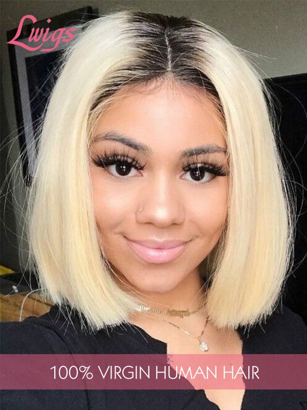 Brazilian Virgin Hair Ombre Color Blond Hair 1b613 Short Hair Lace