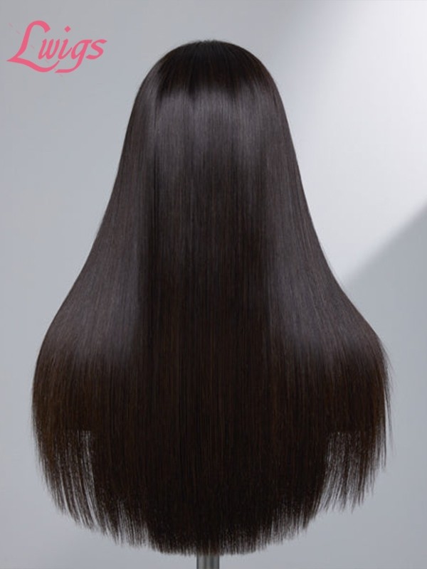 Brazilian Real Hair Wig Silky Straight Human Hair Pre Plucked With Baby Hair 18 Inch Straight Wig Glueless HD Full Lace Wig Lwigs88
