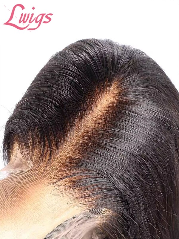 Brazilian Human Hair Layers Shoulder Length Silky Straight 360 Lace Wig Pre Plucked Natural Hairline Lwigs39