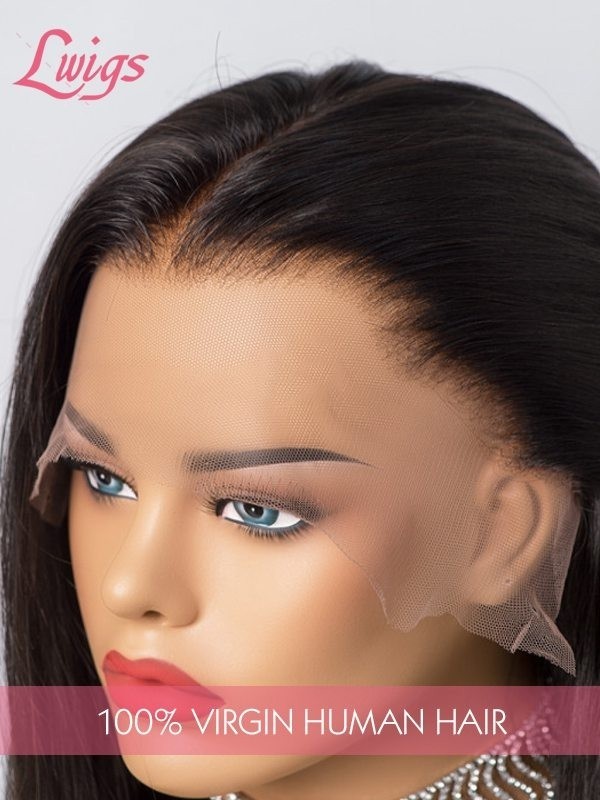 Brazilian Virgin Human Hair Lace Front Wig Bleached Knots Silky Straight Middel Part Human Hair Wigs LWigs39