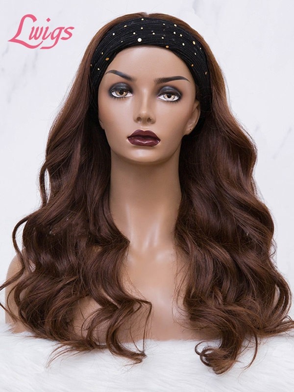 Chocolate Brown Headband Wave Wig 100% Brazilian Virgin Human Hair Lace Wig Body Wave Hair Lwigs380
