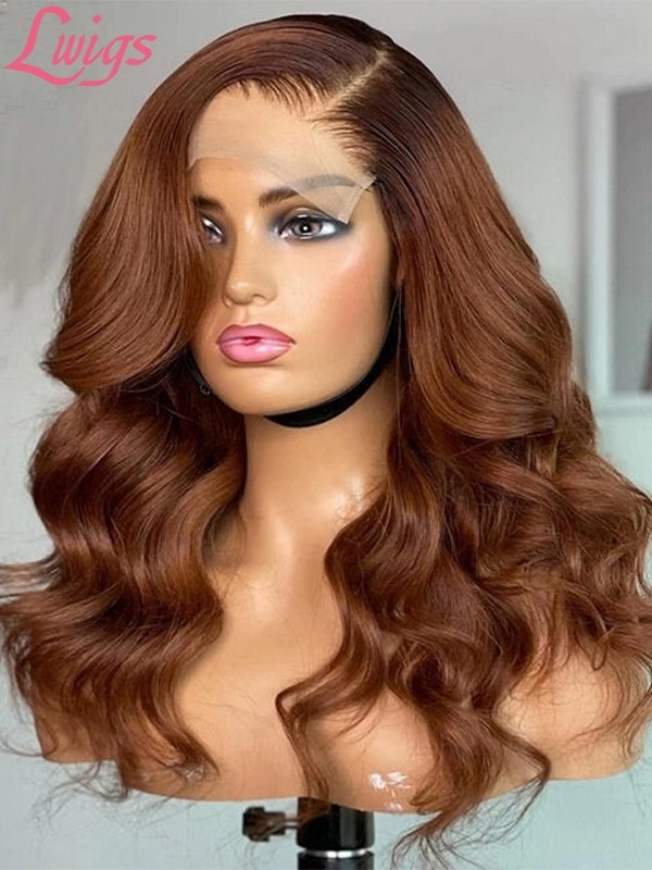 Coffer Brown Wigs Human Hair Loose Wave Full HD Lace Wigs Pre Plucked And Bleached Knots Colored Body Wave Wig Lwigs85