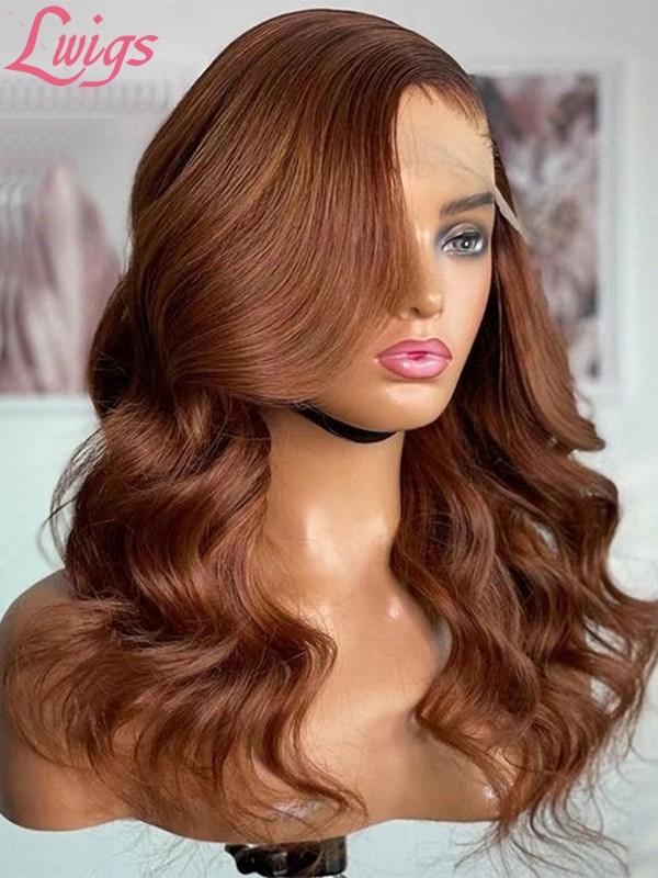 Coffer Brown Wigs Human Hair Loose Wave Full HD Lace Wigs Pre Plucked And Bleached Knots Colored Body Wave Wig Lwigs85
