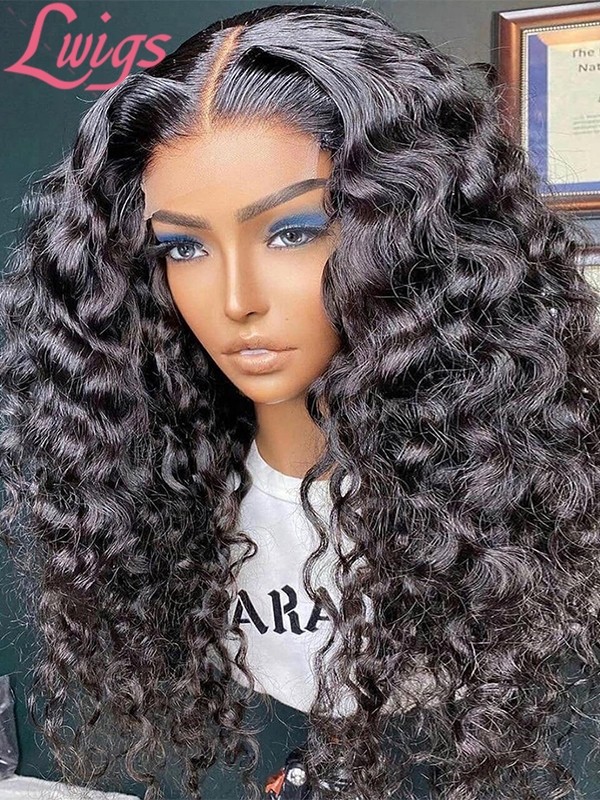 Deep Wave Pre Plucked Hairline Human Hair Wigs For Black Woman Brazilian Virgin Hair 13x6 Lace Front Wigs Lwigs137