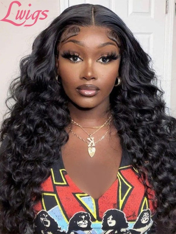 Deep Wavy Invisible HD Lace Front Brazilian Human Hair Wig Loose Wave Pre-Plucked Hairline Virgin Hair 13x6 Lace Frontal Wigs Lwigs70