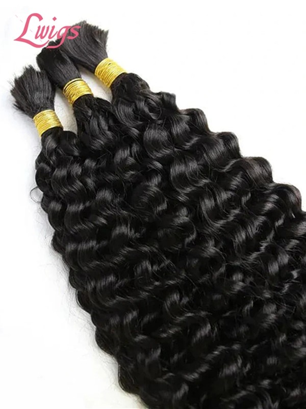 New-in Double Drawn Bulk Human Hair Water Wave Natural Black Color Bulk Human Hair For Braiding Lwigs405
