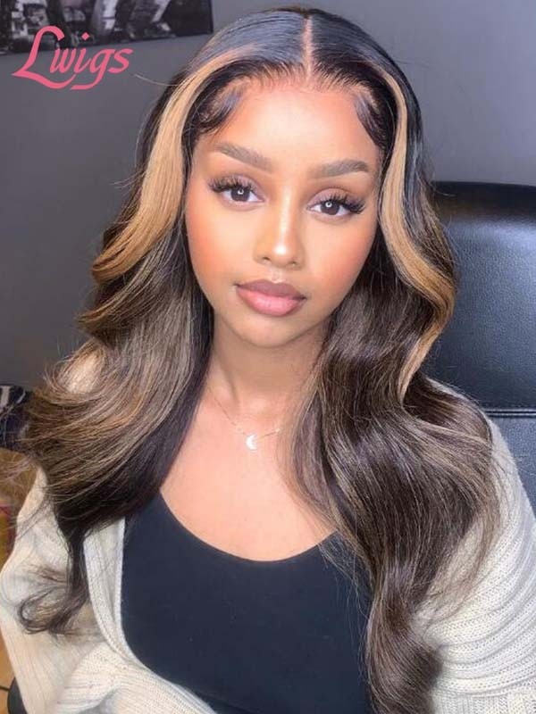 Undetectable HD Lace Virgin Human Hair Highlight Color Hair Blonde Highlights Body Wave Glueless Full Lace Wig Hair Trends Lwigs52