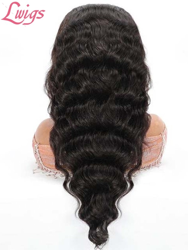 Deep Wave Human Hair HD Lace Bleached Single Knots Deep Parting Glueless Full Lace Wig For Beginners Lwigs259