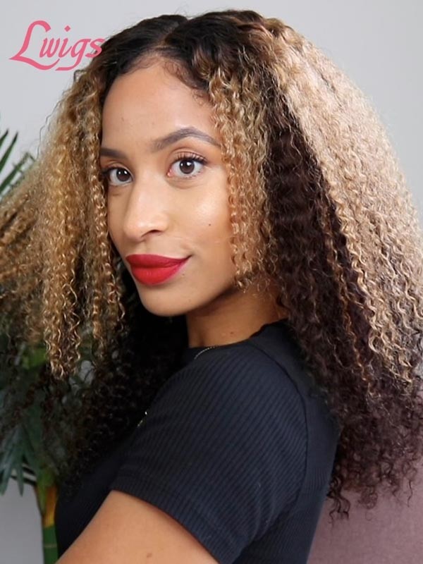 Loose Deep Curly Pre Colored Frontal Wig Undetectable HD Lace Human Hair 13x6 Lace Wig With Plucked Sight Knots Lwigs384