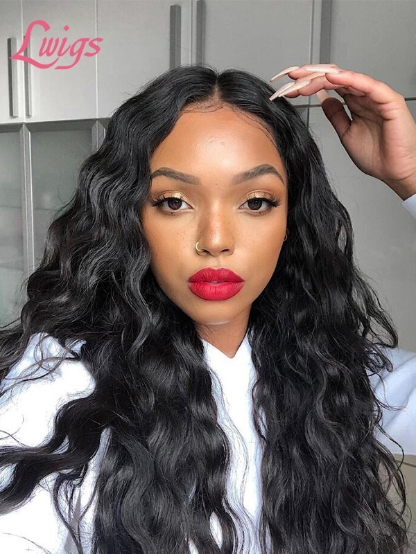 Brazilian Hair Loose Deep Wave Human Hair Natural Color Wig With Baby Hair Glueless Full Lace Wigs Lwigs60