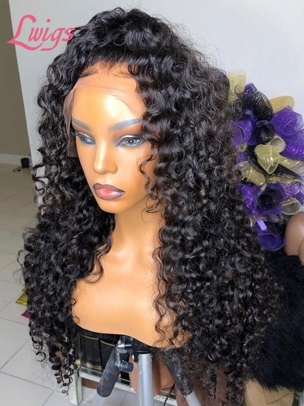 Bleached Knots Brazilian Virgin Human Hair Wigs Curly Pre-plucked HD Full Lace Wig With Baby Hair Lwigs12