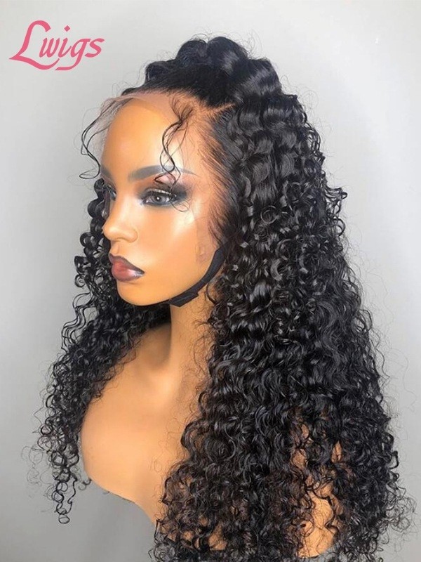 Bleached Knots Brazilian Virgin Human Hair Wigs Curly Pre-plucked HD Full Lace Wig With Baby Hair Lwigs12