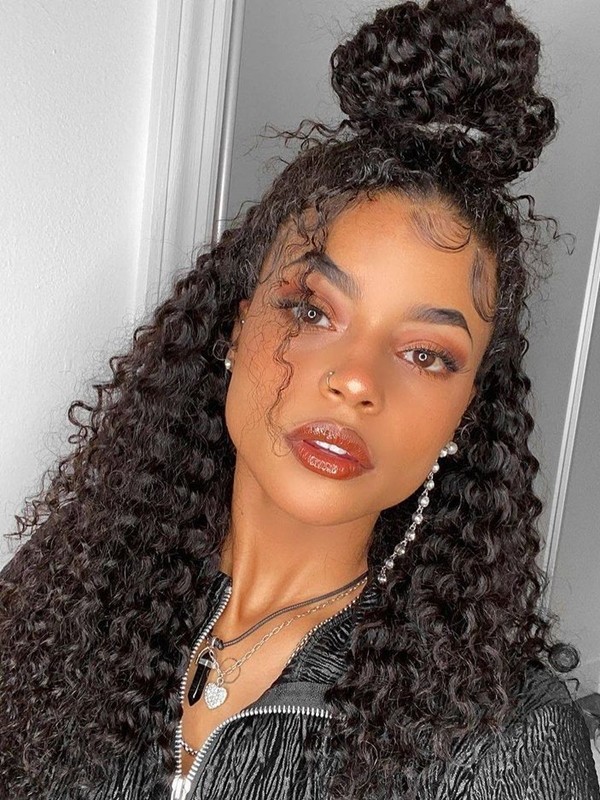 Glueless HD Dream Lace Virgin Human Hair Preplucked Curly 360 Lace Wig With Bleached Single Knots Lwigs184