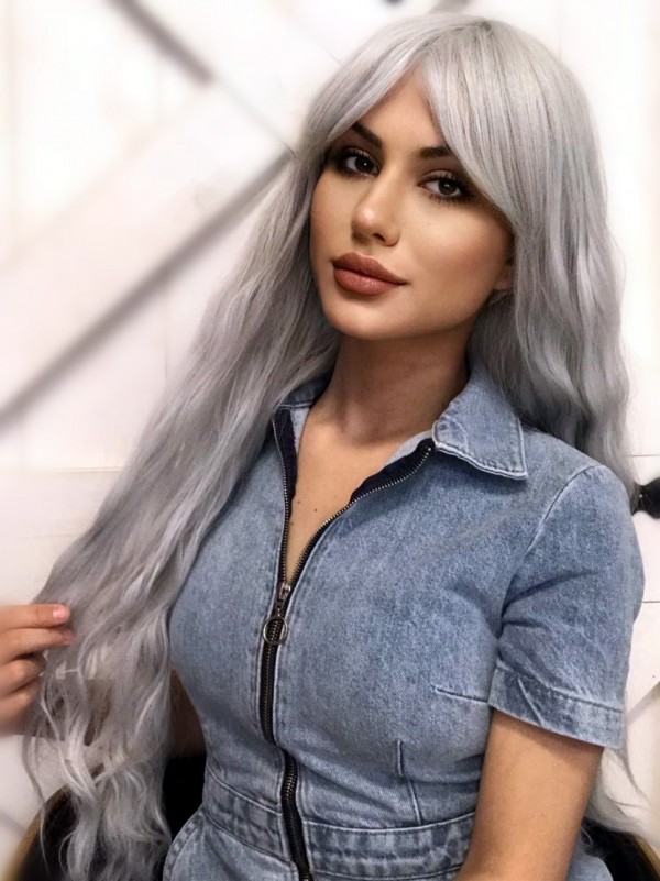 Grey Color Sexy Body Wave Virgin Brazilian Human Hair 13x4 Lace Wig With Undetectable HD Dream Lace Lwigs283