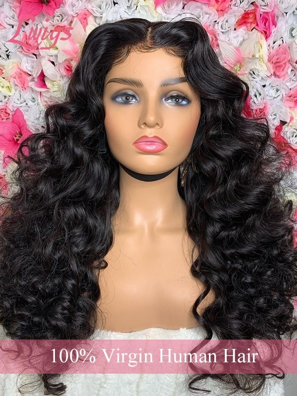 HD Dream Swiss Lace 180% Density 6 Parting Space Loose Wave Pre-plucked Hairline Lace Front Wig Lwigs15