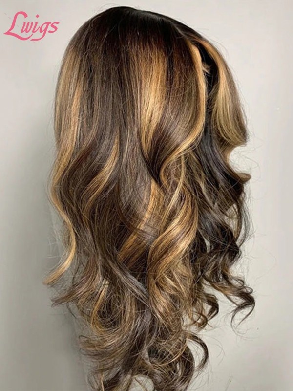 HD Lace 136 Lace Front Human Hair Wigs Bleached Knots Body Wave Ash Balayage Color Brazilian Virgin Hair Lwigs122
