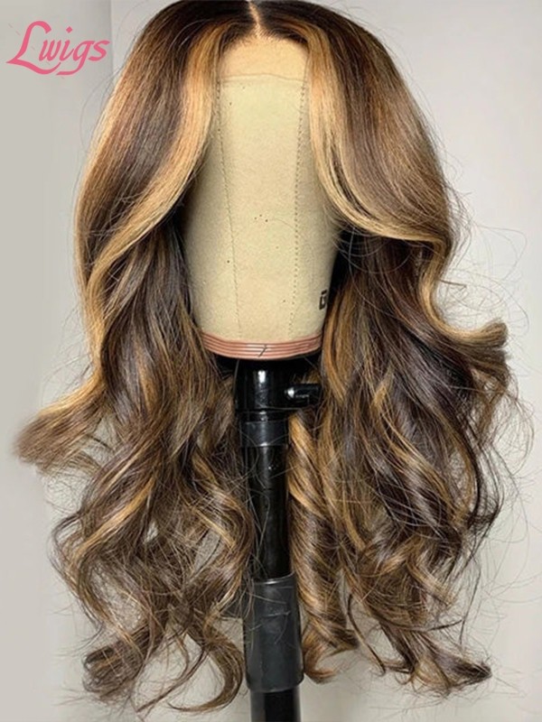 HD Lace 136 Lace Front Human Hair Wigs Bleached Knots Body Wave Ash Balayage Color Brazilian Virgin Hair Lwigs122