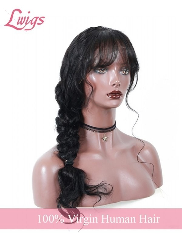 HD Lace Natural Pre-plucked Hairline 6" Deep Part Body Wave Brazilian Virgin Hair 13x6 Lace Front Wigs With Bangs Lwigs179