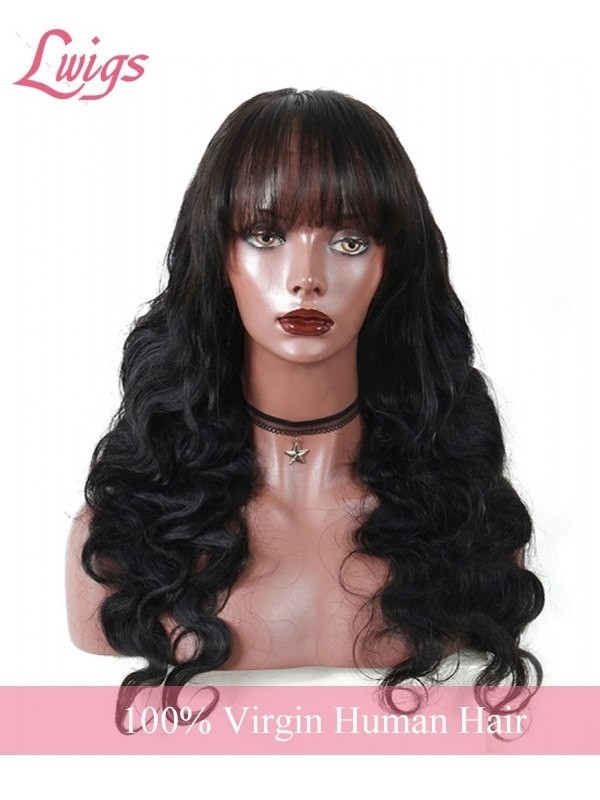 HD Lace Natural Pre-plucked Hairline 6" Deep Part Body Wave Brazilian Virgin Hair 13x6 Lace Front Wigs With Bangs Lwigs179