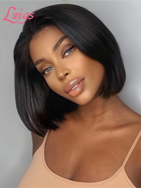 HD Lace Pre Plucked Hairline Brazilian Virgin Human Hair Short Bob Straight Human Hair 360 Lace Wigs Lwigs47