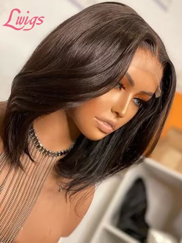 HD Lace Pre Plucked Hairline Brazilian Virgin Human Hair Short Bob Straight Human Hair 360 Lace Wigs Lwigs47