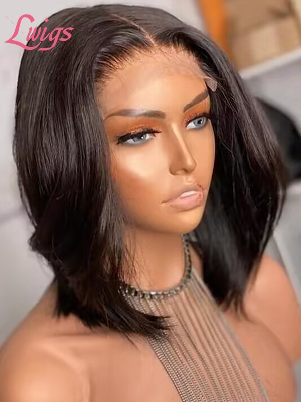 HD Lace Pre Plucked Hairline Brazilian Virgin Human Hair Short Bob Straight Human Hair 360 Lace Wigs Lwigs47