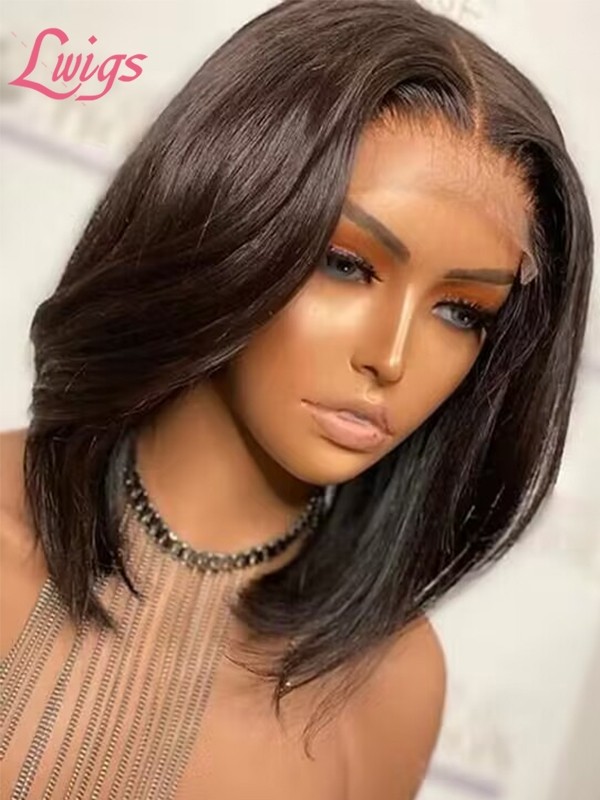 HD Lace Pre Plucked Hairline Brazilian Virgin Human Hair Short Bob Straight Human Hair 360 Lace Wigs Lwigs47