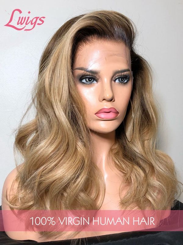 HD Lace Wig Bleached Knots Body Wave Wig Human Hair Ombre Blonde Color High Quality 13x4 Lace Front Wig Ombre Hair Color Ash Blonde Lwigs300