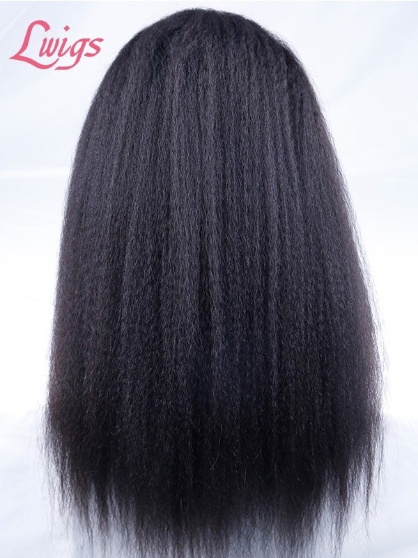 Natural Color Wig For Sale Kinky Straight 100% Human Hair High Yaki Glueless Install Undetectable HD Full Lace Wig Lwigs80