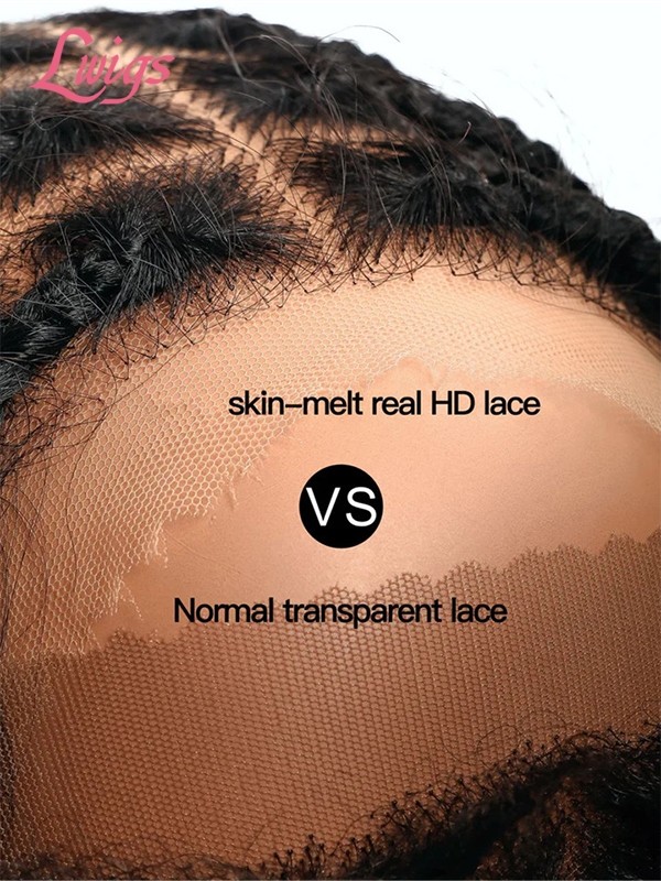 New-in Tangleless Human Hair Ends Knotless Small Box HD Lace Full Hand-tied with Loose Curly Ends Braided Wig Lwigs404