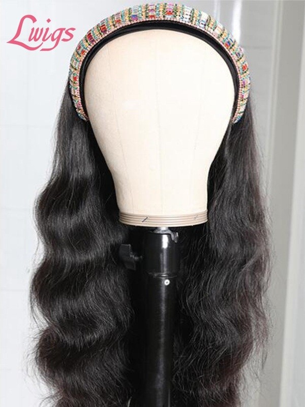 Glueless Middle Part Natural Hair Wig Virgin Human Hair No Glue Headband Wig Body Wave Hair Wigs For Women Lwigs392