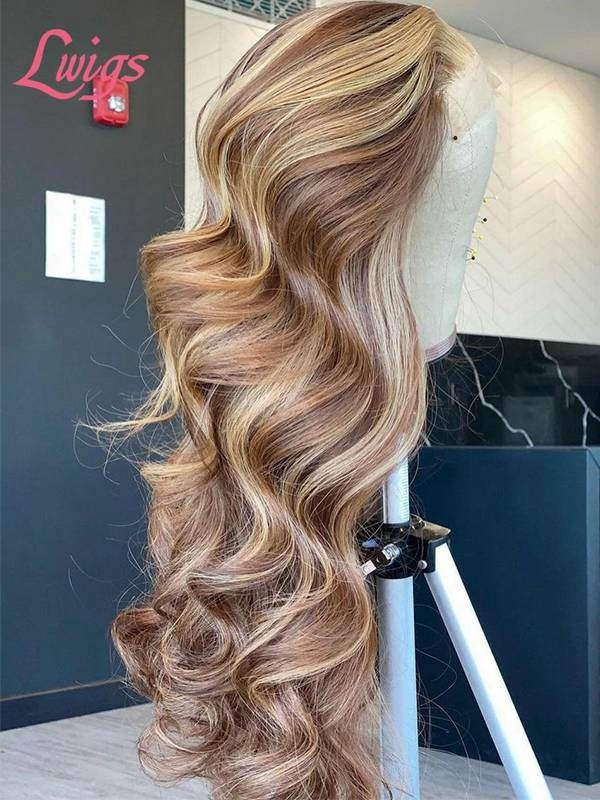 Hot Selling Lace Front Wigs Human Hair Undetectable 13*6 Best HD Lace Wig Highlight Color Body Wave Hair Styles On Sale Lwigs186