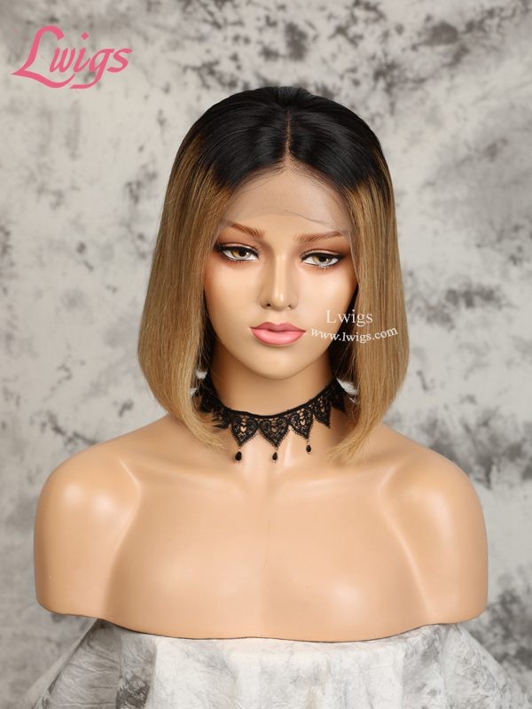 Hot Selling Ombre Color Bob Wig Pre-plucked Natural Hairline Indian Remy Hair 13x4 Dream Swiss Lace Front Wigs Lwigs181