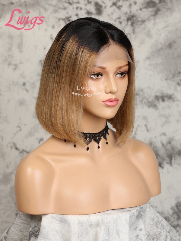 Hot Selling Ombre Color Bob Wig Pre-plucked Natural Hairline Indian Remy Hair 13x4 Dream Swiss Lace Front Wigs Lwigs181