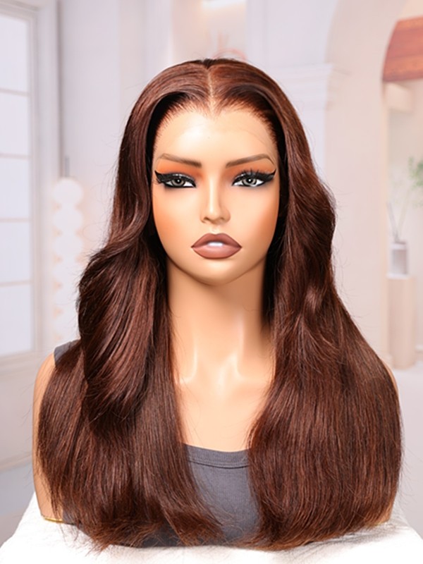 Lwigs Most-Fit Cap M-Shape Pre-Plucked Realistic Hairline Brown Silky Straight 11x6 Skinlike HD Lace Frontal Wigs UD19