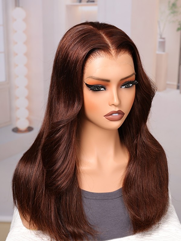 Lwigs Most-Fit Cap M-Shape Pre-Plucked Realistic Hairline Brown Silky Straight 11x6 Skinlike HD Lace Frontal Wigs UD19
