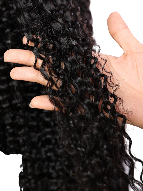 Lwigs Most-Fit 3 In 1 Half Wig Spanish Curl Quick Install Flip Over Curly Human Hair Wigs With Draw-string UD08