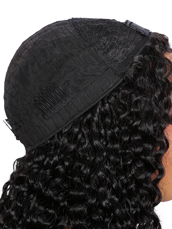Lwigs Most-Fit 3 In 1 Half Wig Spanish Curl Quick Install Flip Over Curly Human Hair Wigs With Draw-string UD08